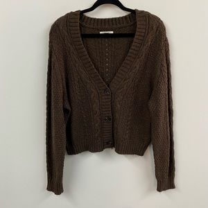 American Eagle Chunky Cable Knit Cropped Cardigan